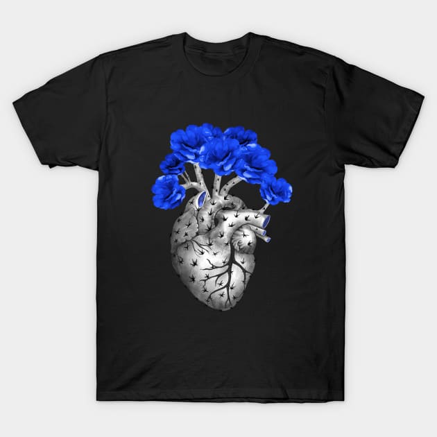 Cactus Heart, succulent heart and blue flowers, Prickly Heart, succulent lover, Plant lover T-Shirt by Collagedream